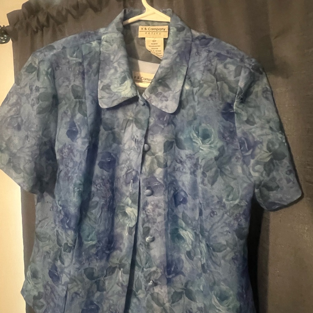 Casual Blue Watercolor Dress with Button Down Design